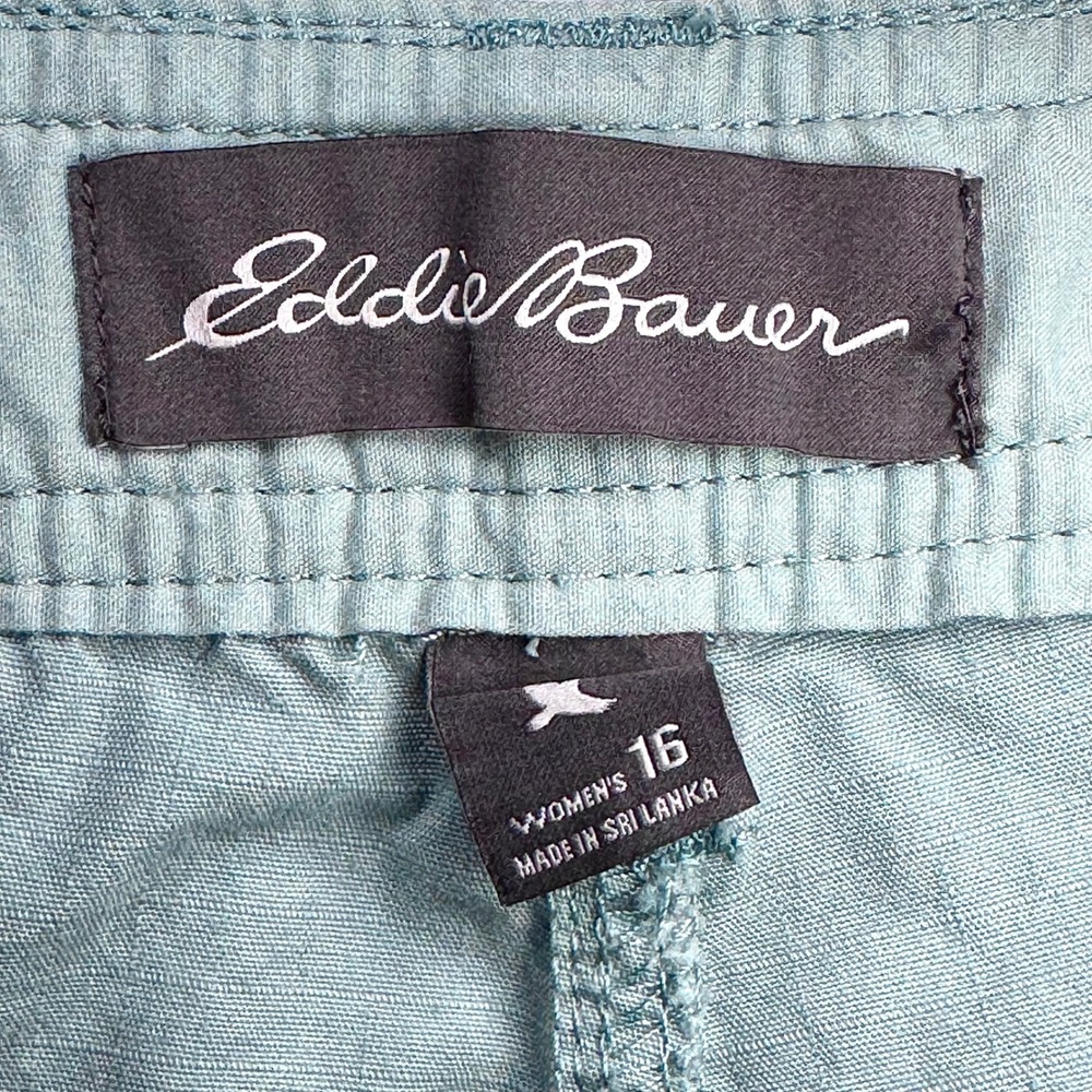 Eddie Bauer Womens Cargo Hiking Shorts 16 Blue Ripstop 100% Cotton Utility Trail - Picture 6 of 11